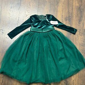 IDOPIP  Green Velvet Kids Tutu Dress